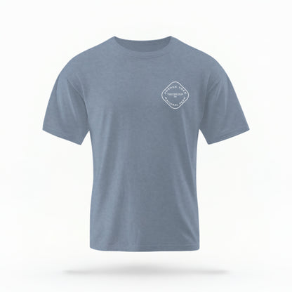 The Blue Jeans Joshua Tree Retro Checkered Comfort Colors T-shirt lays flat on a white background. The ﻿Joshua Tree Retro Checkered﻿ graphic is in bold white in a Retro style.