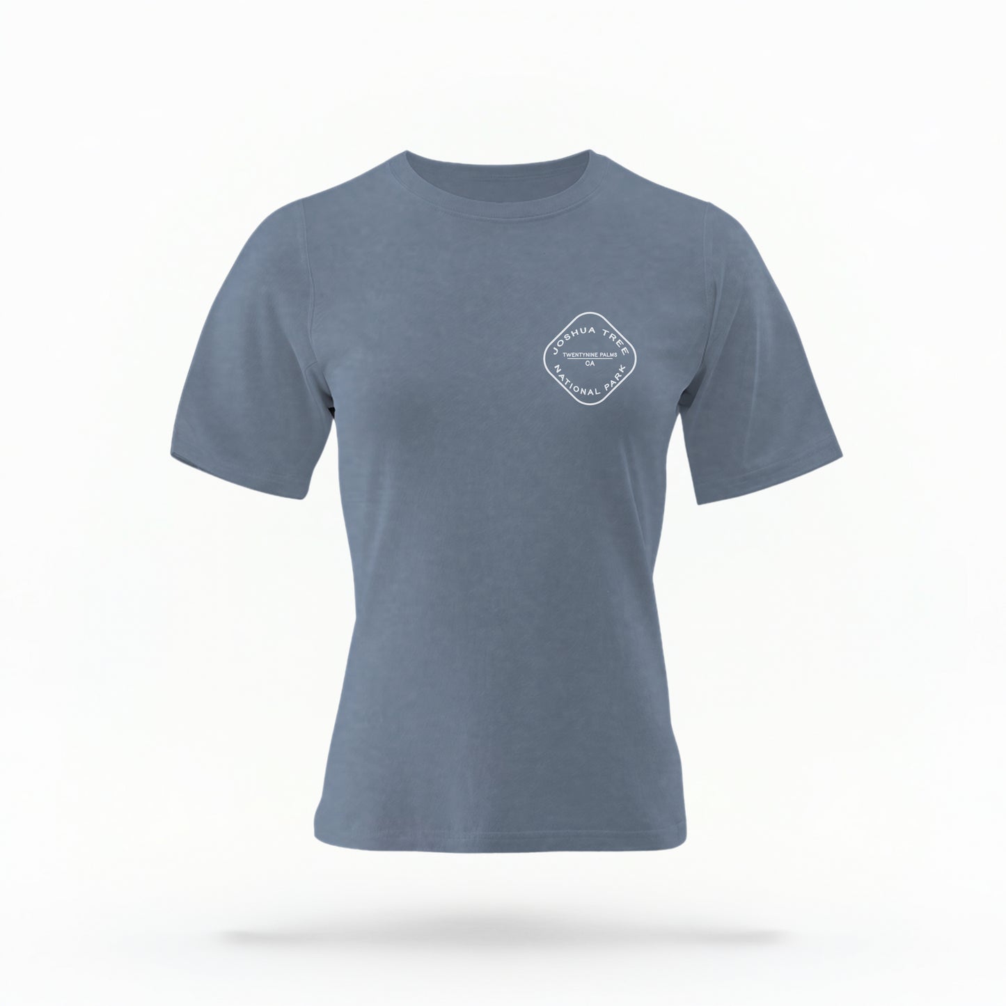 The Blue Jeans Joshua Tree Retro Checkered Comfort Colors T-shirt lays flat on a white background. The ﻿Joshua Tree Retro Checkered﻿ graphic is in bold white in a Retro style.