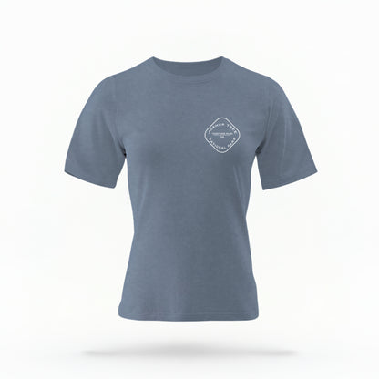The Blue Jeans Joshua Tree Retro Checkered Comfort Colors T-shirt lays flat on a white background. The ﻿Joshua Tree Retro Checkered﻿ graphic is in bold white in a Retro style.