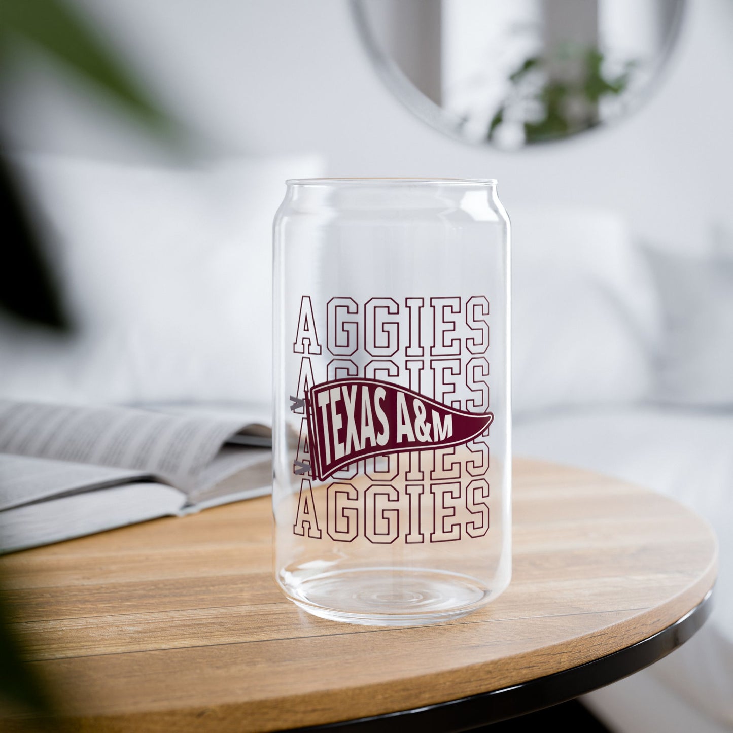 Aggies Pennant 20oz Can Glass Tumbler