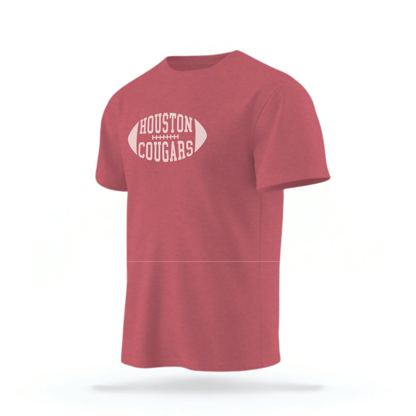 The Crimson Red Houston Cougars t-shirt lays flat on a white background. 