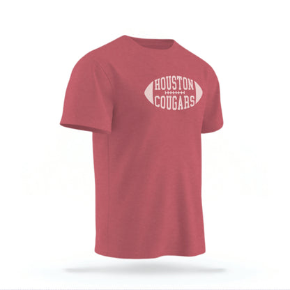 The Crimson Red Houston Cougars t-shirt lays flat on a white background. 