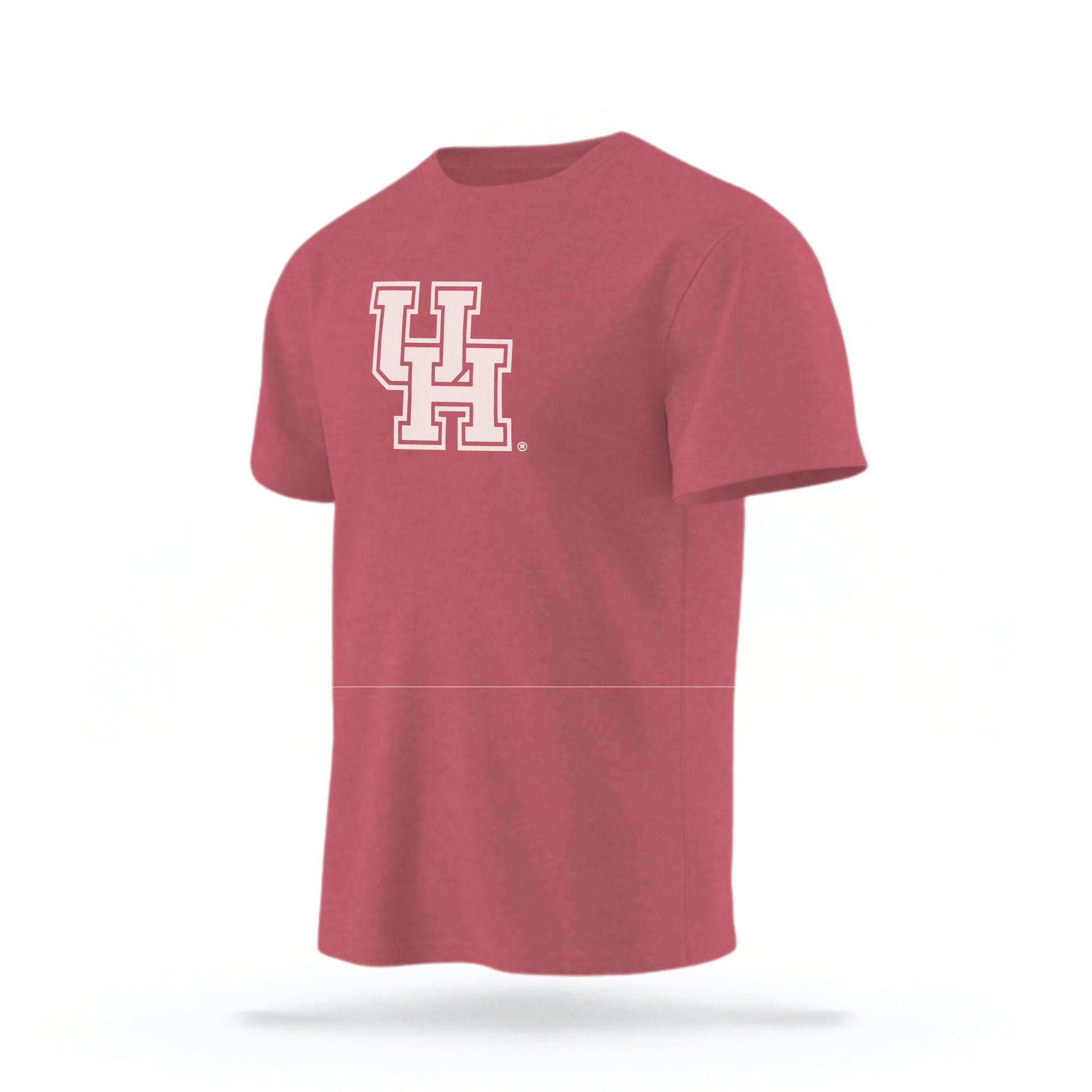 The Crimson Red Houston Cougars t-shirt lays flat on a white background. 