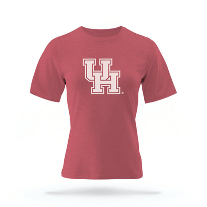 The Crimson Red Houston Cougars t-shirt lays flat on a white background. 
