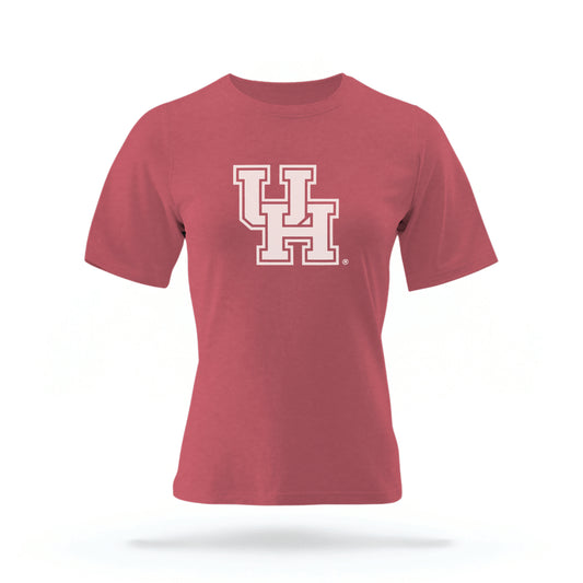 The Crimson Red Houston Cougars t-shirt lays flat on a white background. 
