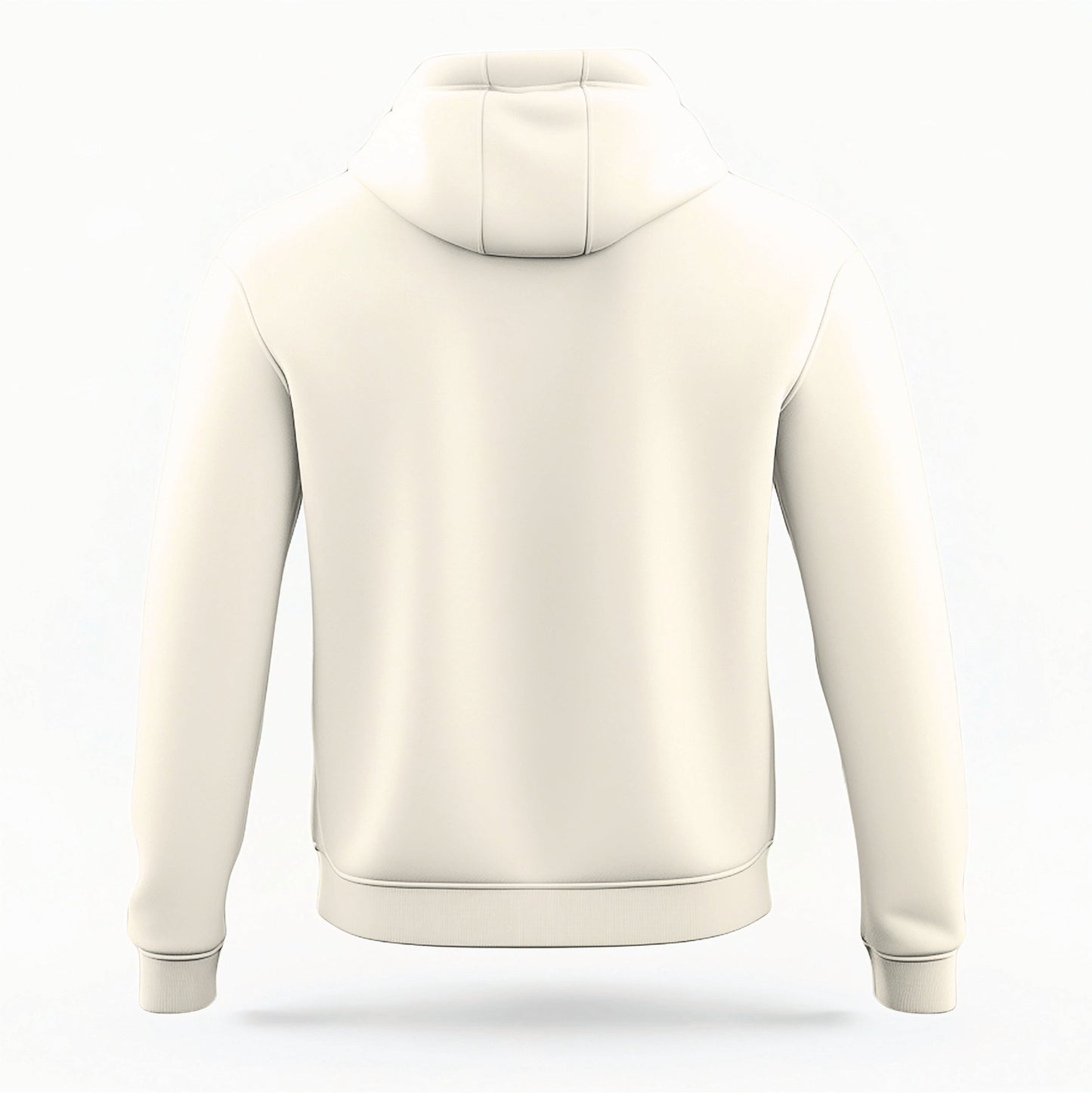 The Ivory Aspen Colorado Varsity Organic Cotton Hoodie lays flat on a white background.
