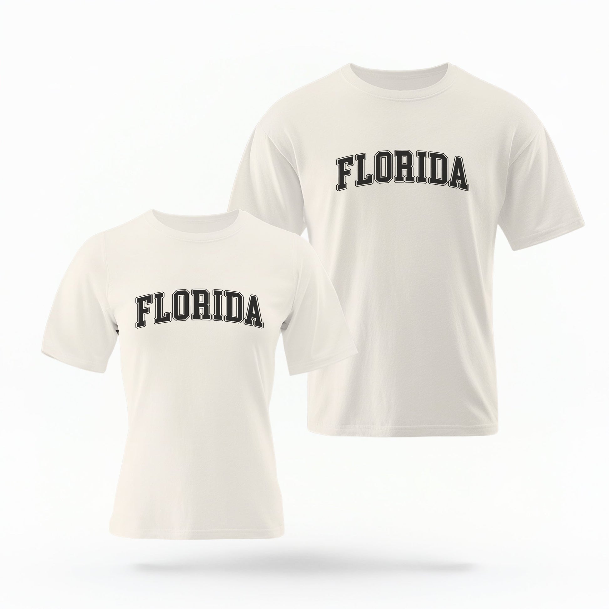 The ivory Adult Unisex Florida Varsity Comfort Colors T-shirt lays flat on a white background. The Florida graphic is in bold black in a varsity offset style.