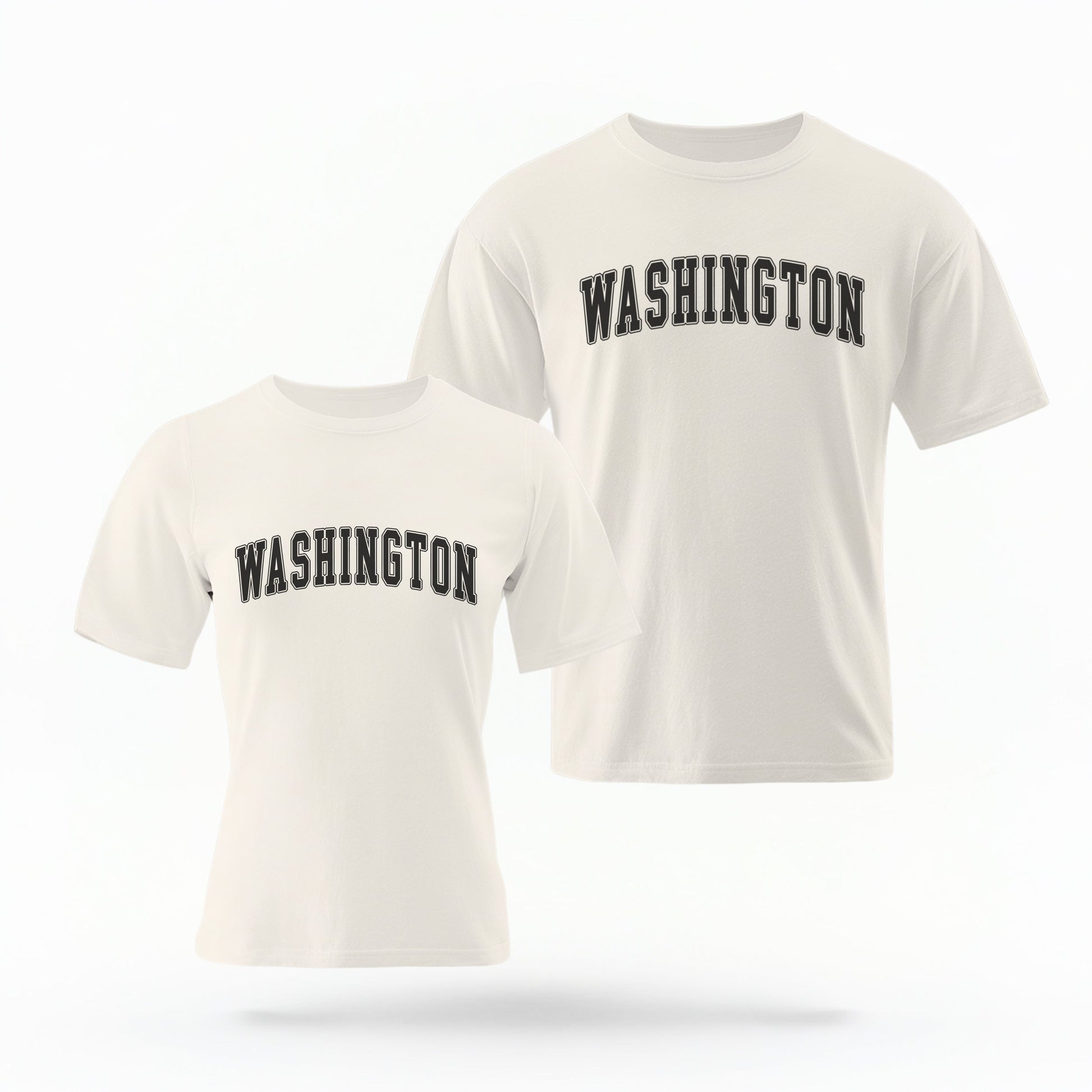 The ivory Unisex Washington Varsity Comfort Colors T-shirt lays flat on a white background. The Washington graphic is in bold black in a varsity offset style.