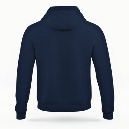 The Navy Breckenridge Colorado Varsity Organic Cotton Hoodie lays flat on a white background.