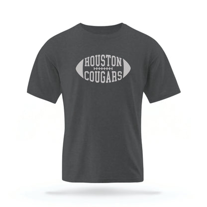 The Pepper Grey Houston Cougars t-shirt lays flat on a white background. 
