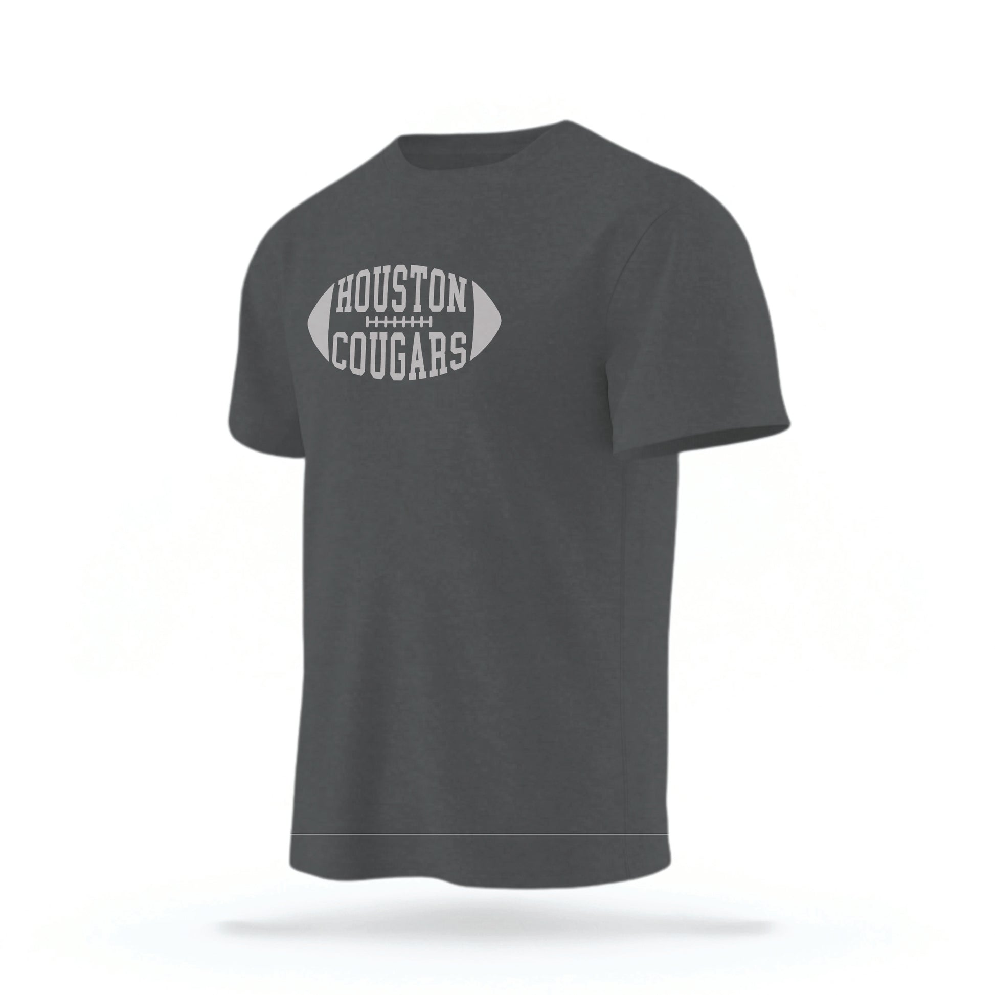 The Pepper Grey Houston Cougars t-shirt lays flat on a white background. 
