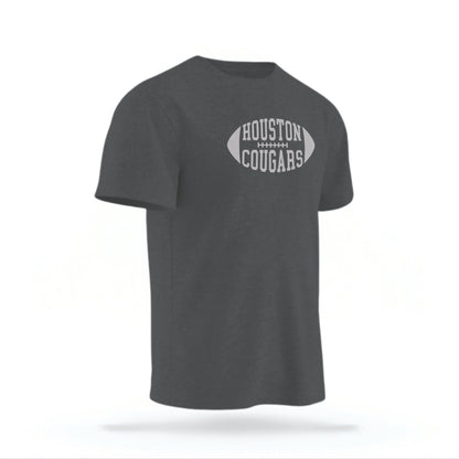 The Pepper Grey Houston Cougars t-shirt lays flat on a white background. 