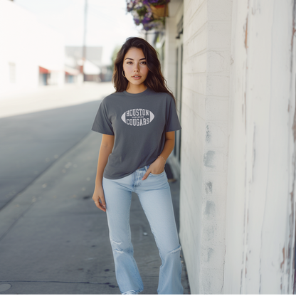 A model wears the Houston Cougars t-shirt. 