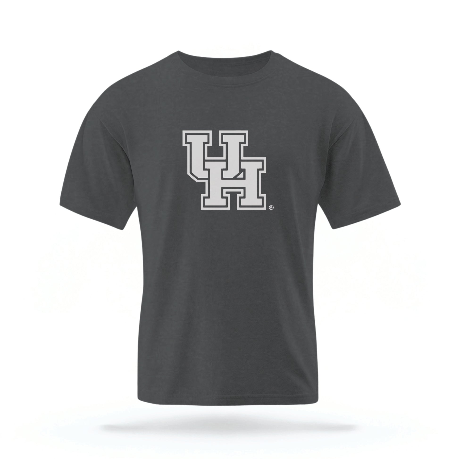 The Pepper Grey Houston Cougars t-shirt lays flat on a white background. 