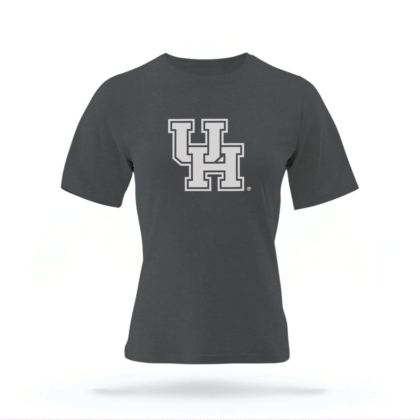 The Pepper Grey Houston Cougars t-shirt lays flat on a white background. 
