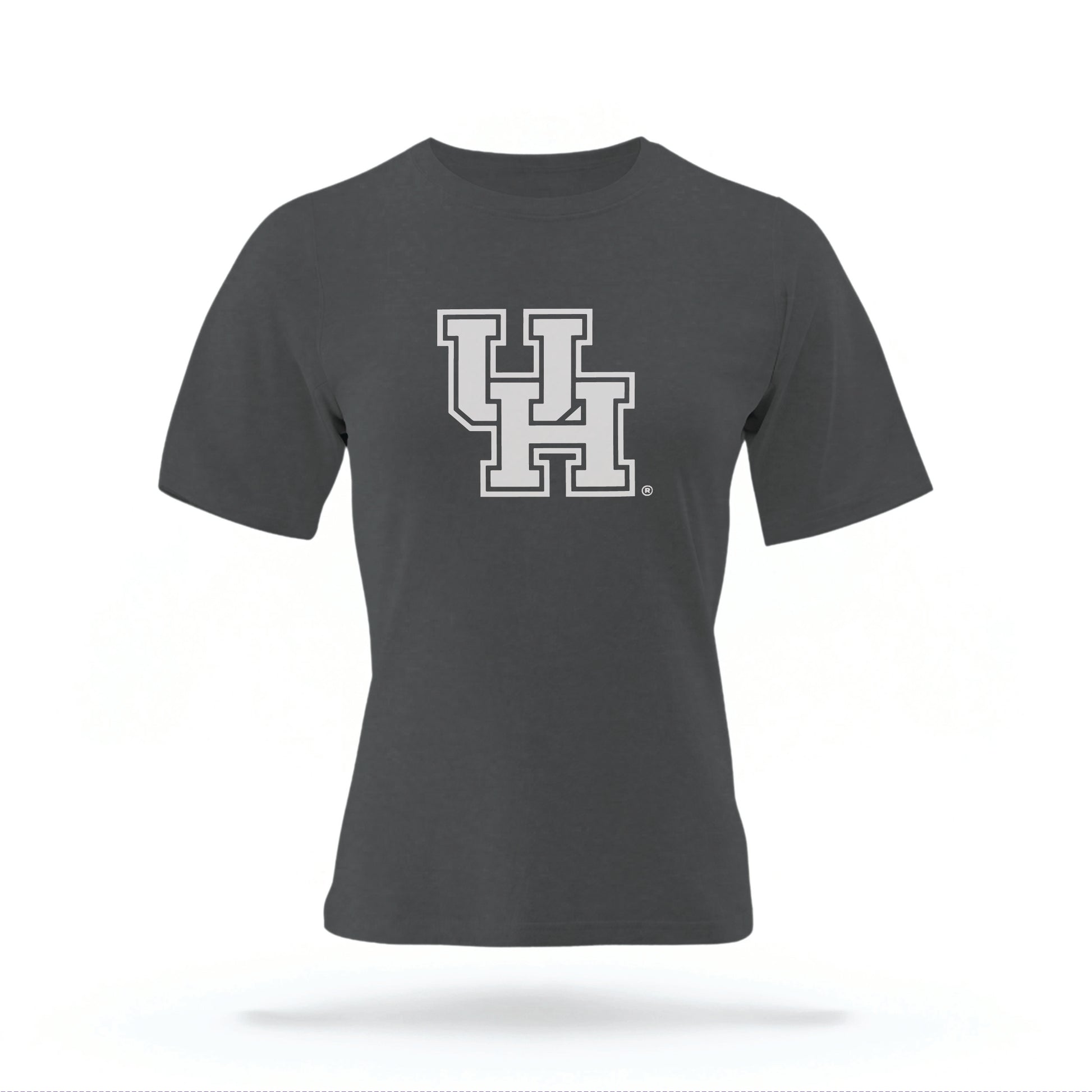 The Pepper Grey Houston Cougars t-shirt lays flat on a white background. 
