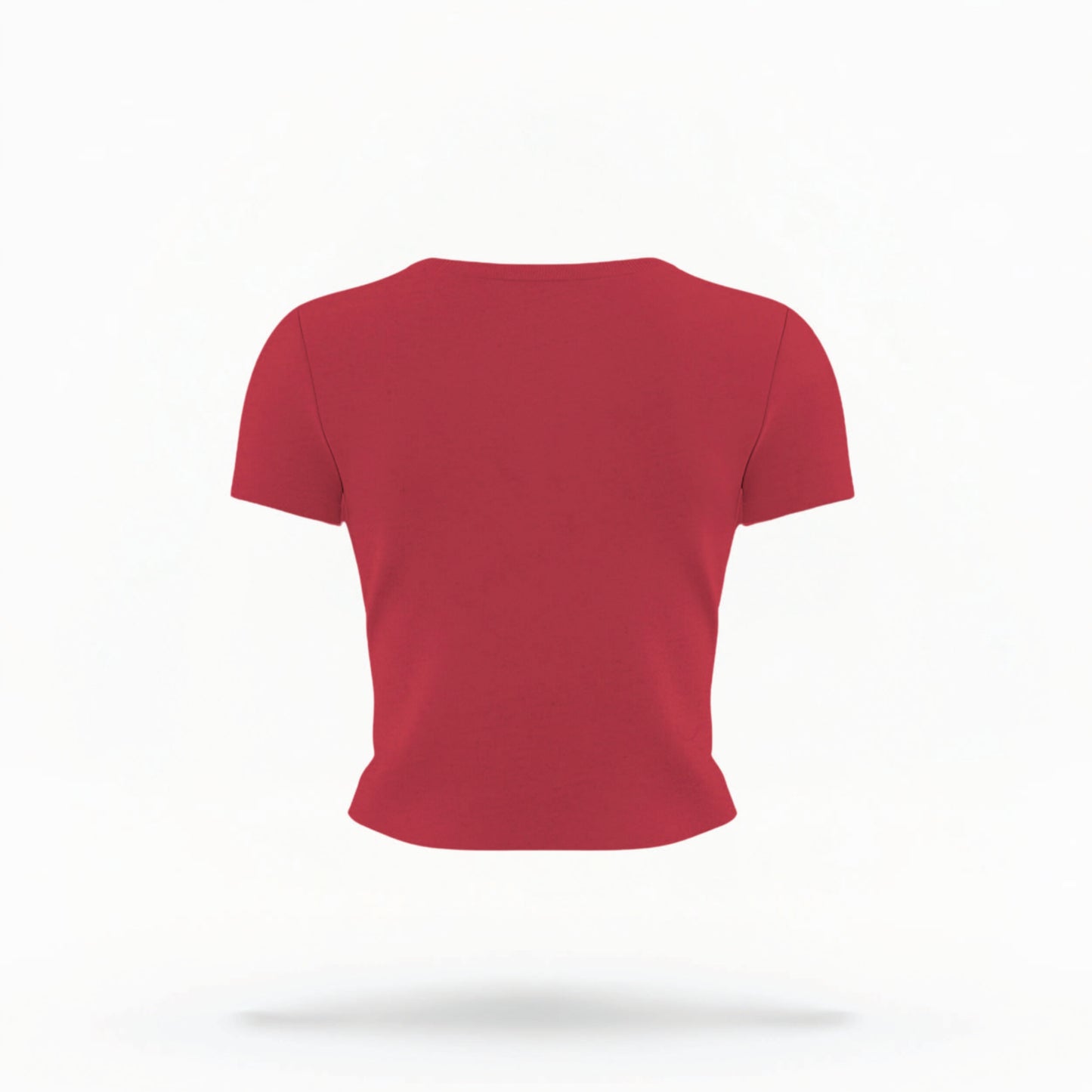 The Red  Womens Crop Top lays flat on a white background. 