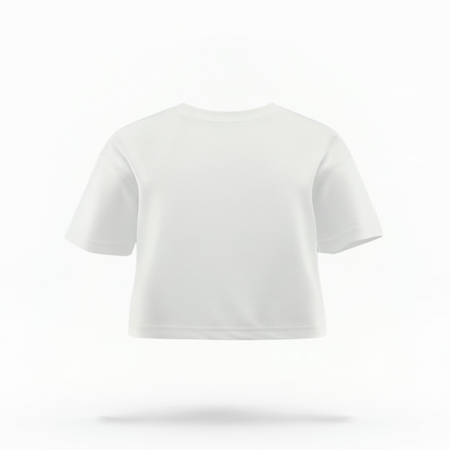 A back view of a white boxy crop top