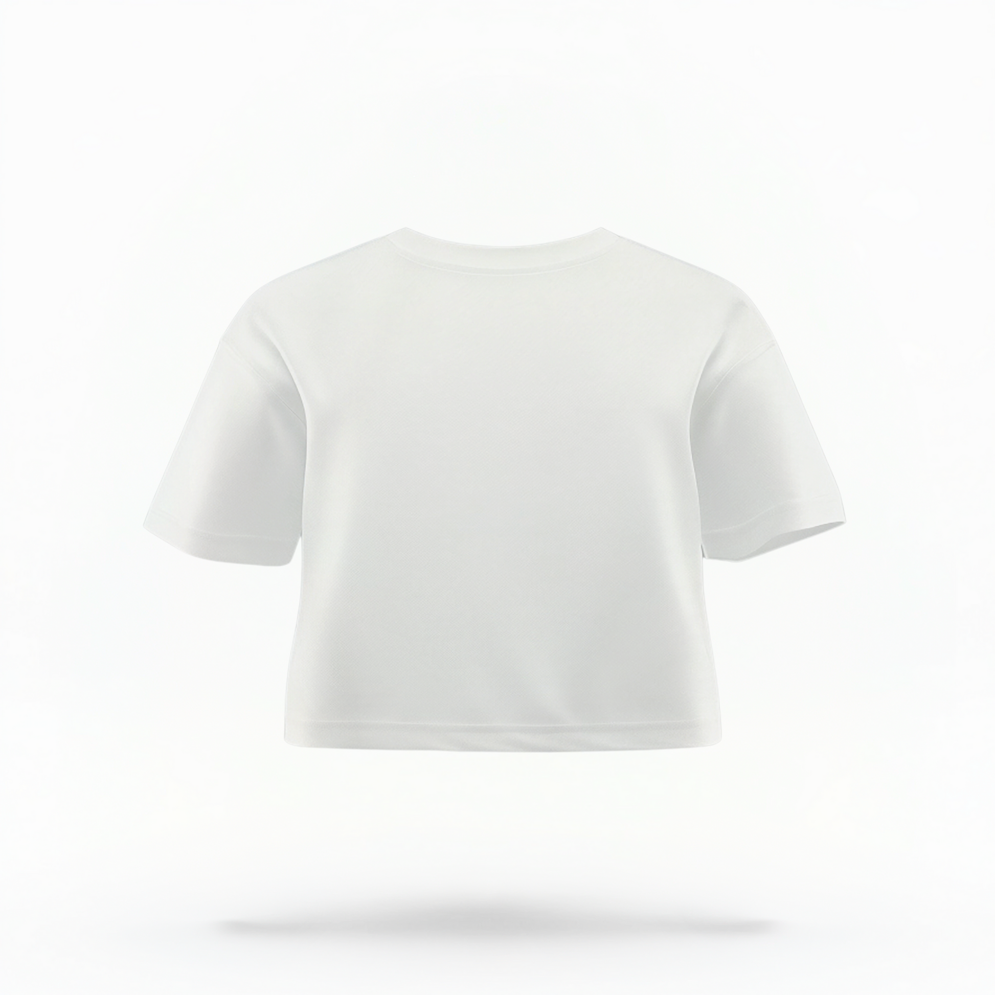 A back view of a white boxy crop top