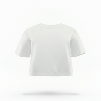 A back view of a white boxy crop top