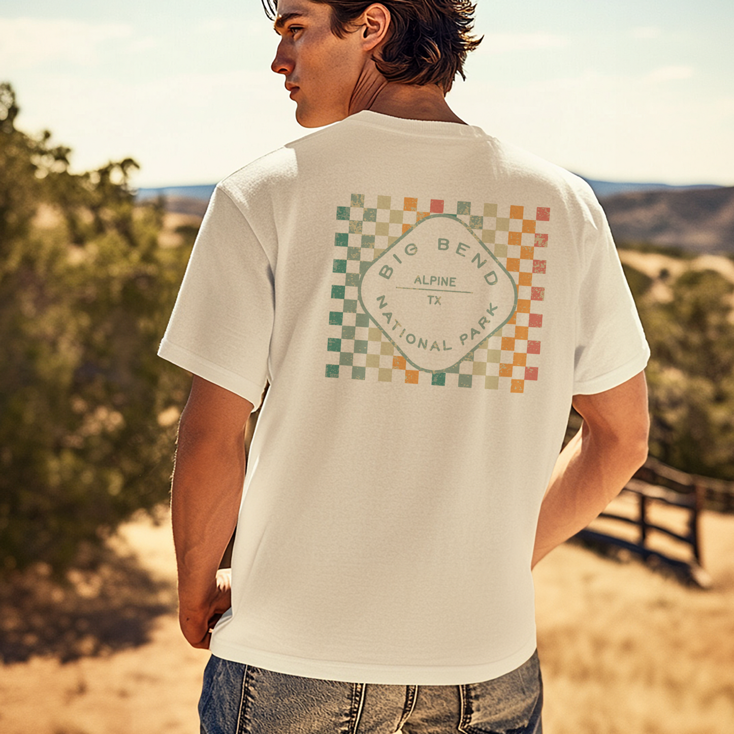 Big Bend TX Checkered Comfort Colors T-shirt