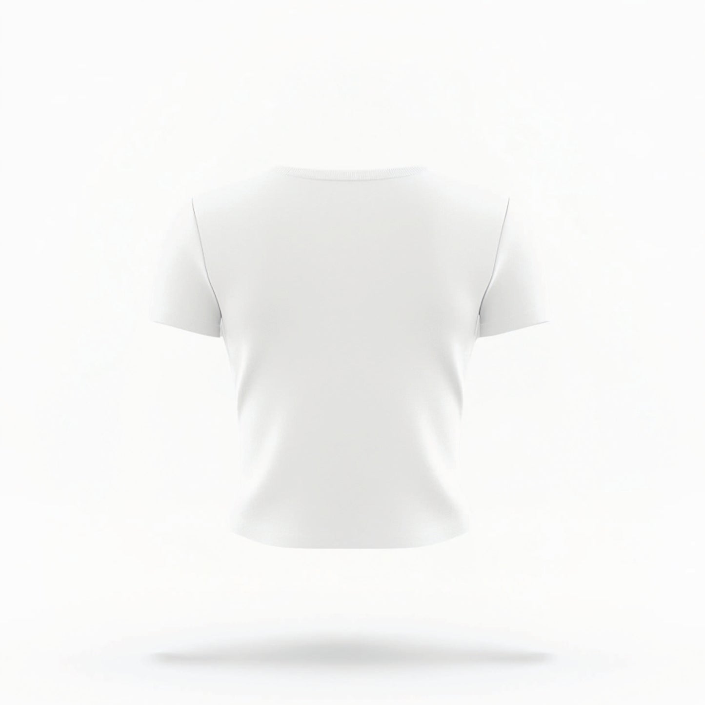 The White Womens baby Crop Top lays flat on a white background. 