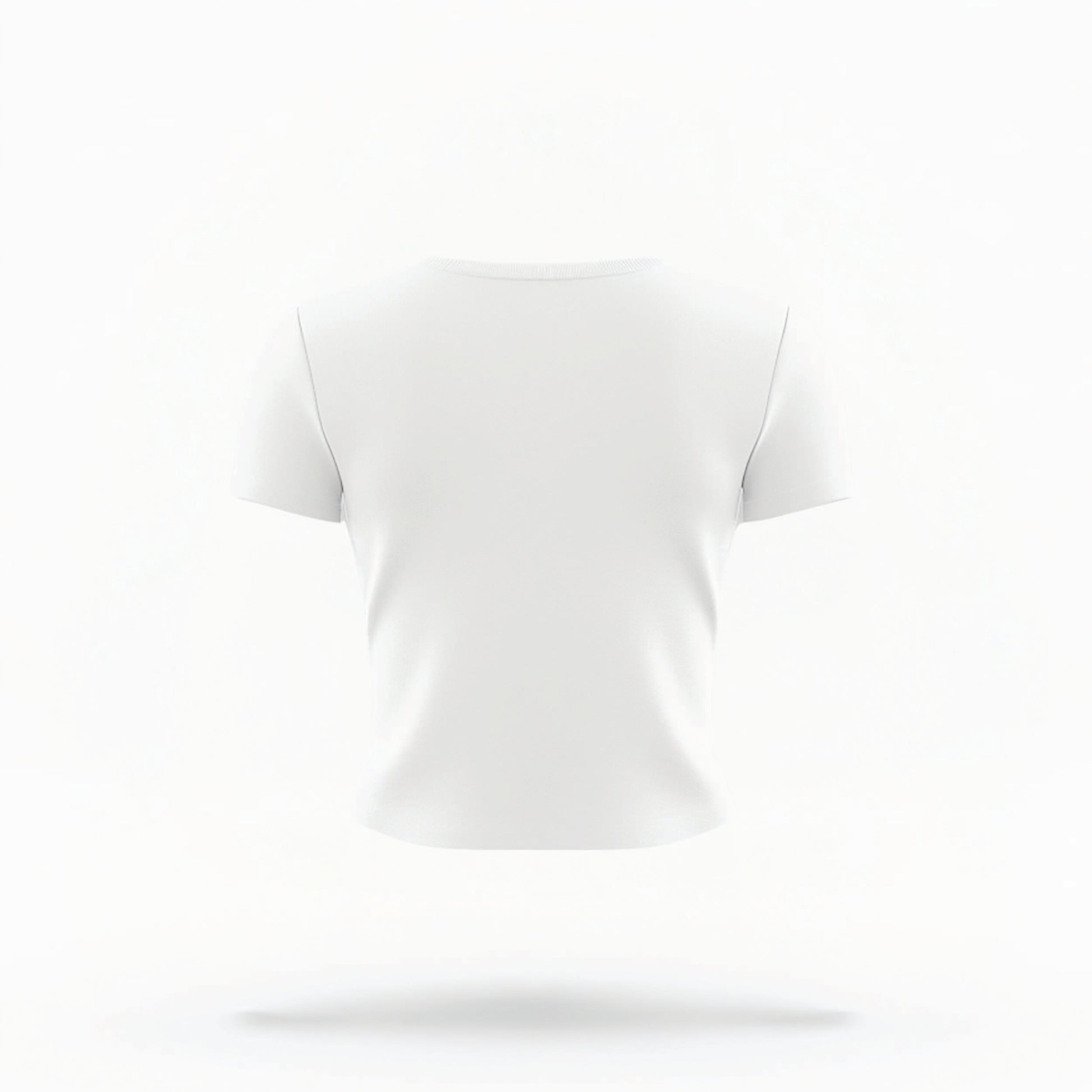 The White Womens baby Crop Top lays flat on a white background. 